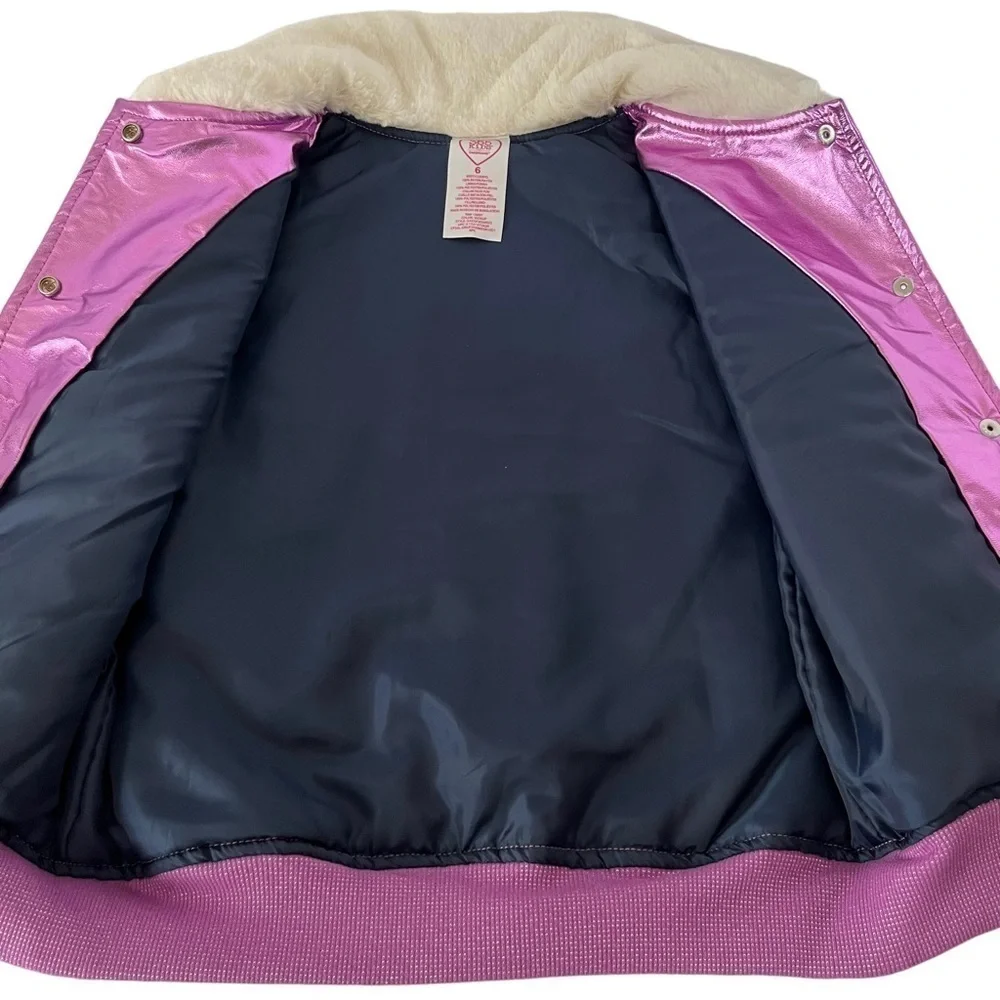 NWT Faux Fur Girls Bomber Jacket 365 Kids from Garanimals Size 6